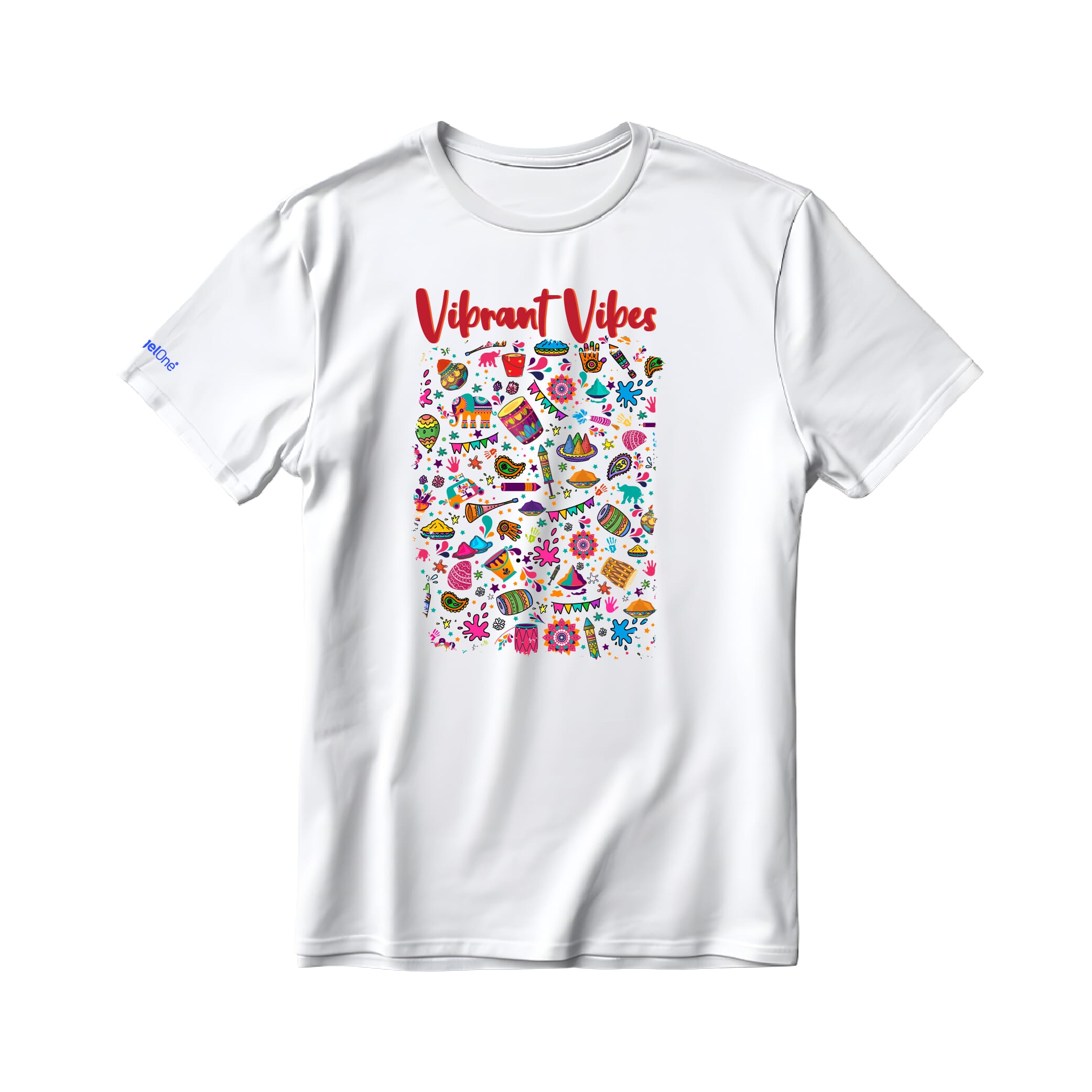 Vibrant Vibes Pima Round Neck T-Shirt - White